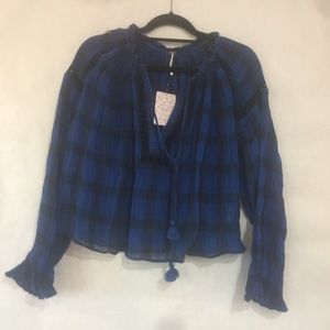 Free People Top Navy& Blue